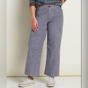 NWT Toad&Co Storm Gray Organic Cotton & Hemp Karuna Corduroy Cropped Pants